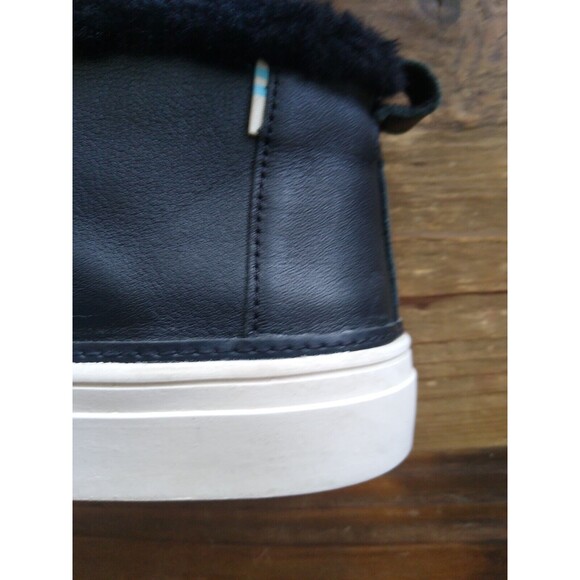 Toms Paxton black leather faux fur lined slip on high top sneaker size 7 - Picture 6 of 7
